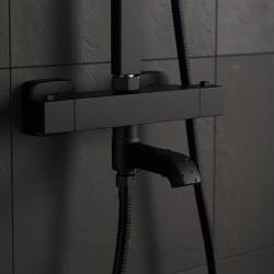 BATERIA PRYSZNICOWA Z TERMOSTATEM I DESZCZOWNICĄ T154B CZARNA T154B-BL