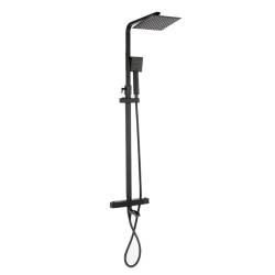 BATERIA PRYSZNICOWA Z TERMOSTATEM I DESZCZOWNICĄ T154B CZARNA T154B-BL