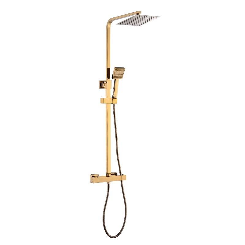 BATERIA PRYSZNICOWA Z TERMOSTATEM I DESZCZOWNICĄ T153C ZŁOTA T153C-GL
