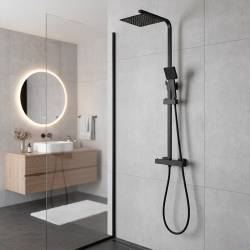 BATERIA PRYSZNICOWA Z TERMOSTATEM I DESZCZOWNICĄ T153B CZARNA T153B-BL