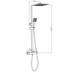 BATERIA PRYSZNICOWA Z TERMOSTATEM I DESZCZOWNICĄ T153B CZARNA T153B-BL