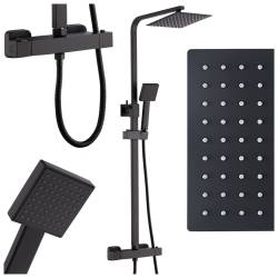 BATERIA PRYSZNICOWA Z TERMOSTATEM I DESZCZOWNICĄ T153B CZARNA T153B-BL