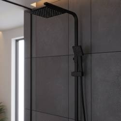 BATERIA PRYSZNICOWA Z TERMOSTATEM I DESZCZOWNICĄ F170B CZARNA F170B-BL