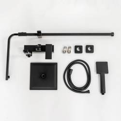 BATERIA PRYSZNICOWA Z TERMOSTATEM I DESZCZOWNICĄ F170B CZARNA F170B-BL