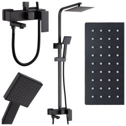 BATERIA PRYSZNICOWA Z TERMOSTATEM I DESZCZOWNICĄ F170B CZARNA F170B-BL