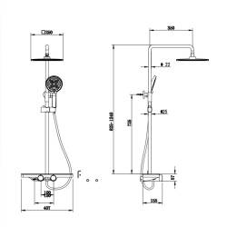 BATERIA PRYSZNICOWA Z TERMOSTATEM I DESZCZOWNICĄ F13A CHROM F13A