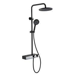 BATERIA PRYSZNICOWA ŁAZIENKOWA Z DESZCZOWNICĄ ŚCIENNA F12-BL CZARNA LCD F12-BL