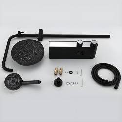 BATERIA PRYSZNICOWA ŁAZIENKOWA Z DESZCZOWNICĄ ŚCIENNA F12-BL CZARNA LCD F12-BL