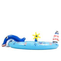 BASEN MATA POMPOWANA DLA DZIECI MARINE Z FONTANNĄ I ZJEŻDZALNIĄ 203x152 CM MARINE