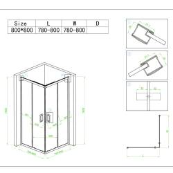 KABINA PRYSZNICOWA KWADRATOWA KZ93A BIAŁA 80X80 CM KZ93A-WH-80