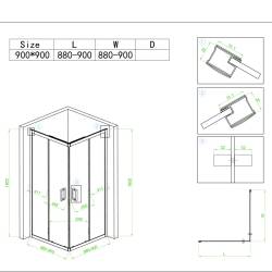KABINA PRYSZNICOWA KWADRATOWA KZ93B BIAŁA 90x90 CM KZ93B-WH-90