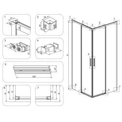 KABINA PRYSZNICOWA KWADRATOWA SUPER SLIM NOVA CHROM 90x90 CM 6 MM NOVA-CH-90X90