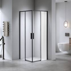 KABINA PRYSZNICOWA KWADRATOWA SUPER SLIM NOVA CZARNA 80x80 CM 6 MM NOVA-BL-80X80