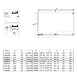 KABINA PRYSZNICOWA PROSTOKĄTNA SUPER SLIM NOVA CZARNA 120x90 CM 6 MM NOVA-BL-120X90