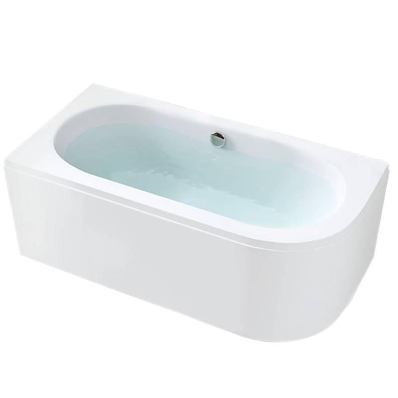 WANNA PRZYŚCIENNA Z OBUDOWĄ EBI LEWA BIAŁA PRZELEW CHROM 150x75 CM EBI-L-150X75-OBUD