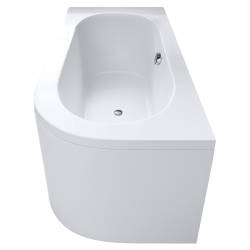 WANNA PRZYŚCIENNA Z OBUDOWĄ EBI LEWA BIAŁA PRZELEW CHROM 150x75 CM EBI-L-150X75-OBUD