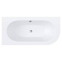 WANNA PRZYŚCIENNA Z OBUDOWĄ EBI LEWA BIAŁA PRZELEW CHROM 150x75 CM EBI-L-150X75-OBUD