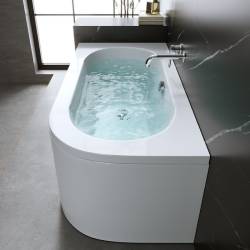 WANNA PRZYŚCIENNA Z OBUDOWĄ EBI LEWA BIAŁA PRZELEW CHROM 170x75 CM EBI-L-170X75-OBUD