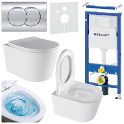 ZESTAW PODTYNKOWY WC STELAŻ GEBERIT DUOFIX MISKA ELITE-WH-03 PRZYCISK DELTA 01 CHROM