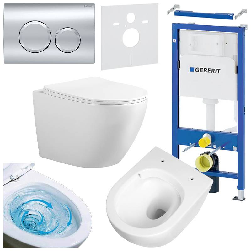ZESTAW PODTYNKOWY WC STELAŻ GEBERIT DUOFIX MISKA FLOW-WH-TR-03 PRZYCISK DELTA 01 CHROM ZES-FLOW-2