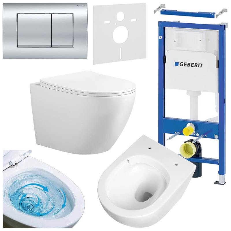 ZESTAW PODTYNKOWY WC STELAŻ GEBERIT DUOFIX MISKA FLOW-WH-TR-03 PRZYCISK DELTA 30 CHROM ZES-FLOW-6