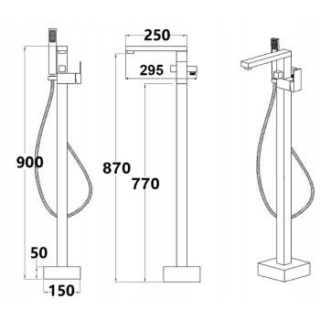 Bateria łazienkowa wolnostojąca wannowa stojąca WSH1532B black