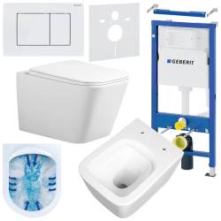 ZESTAW PODTYNKOWY WC STELAŻ GEBERIT DUOFIX MISKA RAIN-WH-RIM-03 PRZYCISK DELTA 30 BIAŁY ZES-RAIN-5