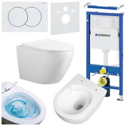 ZESTAW PODTYNKOWY WC STELAŻ GEBERIT DUOFIX MISKA FLOW-WH-03 PRZYCISK BIAŁY ZES-FLOW-1