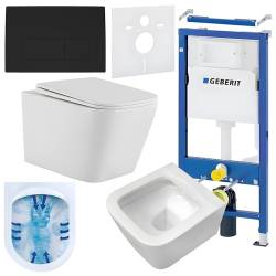 ZESTAW PODTYNKOWY WC STELAŻ GEBERIT DUOFIX MISKA AQUA-WH-03 PRZYCISK CZARNY ZES-AQUA-7