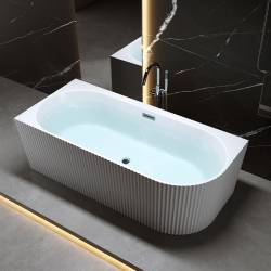 WANNA WOLNOSTOJĄCA PRZYŚCIENNA RIO 504D LEWA BIAŁA PRZELEW CHROM 170x75 CM RIO-504D-L-170X75