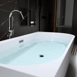 WANNA WOLNOSTOJĄCA PRZYŚCIENNA RIO 504D LEWA BIAŁA PRZELEW CHROM 170x75 CM RIO-504D-L-170X75