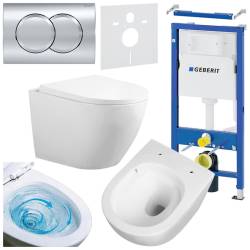 ZESTAW PODTYNKOWY WC STELAŻ GEBERIT DUOFIX MISKA FLOW-WH-TR-02 PRZYCISK DELTA 01 CHROM