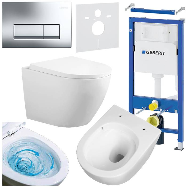 ZESTAW PODTYNKOWY WC STELAŻ GEBERIT DUOFIX MISKA FLOW-WH-TR-02 PRZYCISK DELTA 50 CHROM