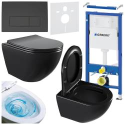 ZESTAW PODTYNKOWY WC STELAŻ GEBERIT DUOFIX MISKA NERO-MTB-03 PRZYCISK DELTA 50 CZARNY MAT ZES-NERO-19