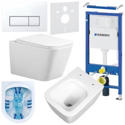 ZESTAW PODTYNKOWY WC STELAŻ GEBERIT DUOFIX MISKA RAIN-WH-RIM-03 PRZYCISK DELTA 50 BIAŁY ZES-RAIN-7
