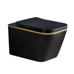MISKA WC WISZĄCA RIMLESS RAIN-BL-GL-RIM-03 CZARNA DESKA WOLNOOPADAJĄCA DUROPLAST RAIN-BL-GL-RIM-03