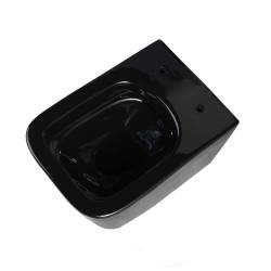 MISKA WC WISZĄCA RIMLESS RAIN-BL-GL-RIM-03 CZARNA DESKA WOLNOOPADAJĄCA DUROPLAST RAIN-BL-GL-RIM-03