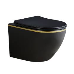 MISKA WC WISZĄCA RIMLESS PEAK-MTB-GL-RIM-03 CZARNA MAT DESKA WOLNOOPADAJĄCA DUROPLAST PEAK-MTB-GL-RIM-03