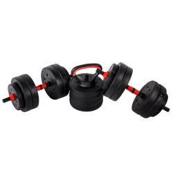 HANTLE BITUMICZNE REGULOWANE ZESTAW 2x20 KG+SZTANGA+UCHWYTY KETTLEBELL RP12-40 RP12-40
