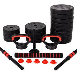 HANTLE BITUMICZNE REGULOWANE ZESTAW 2x20 KG+SZTANGA+UCHWYTY KETTLEBELL RP12-40 RP12-40