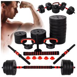 HANTLE BITUMICZNE REGULOWANE ZESTAW 2x20 KG+SZTANGA+UCHWYTY KETTLEBELL RP12-40 RP12-40