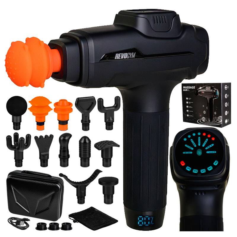 PISTOLET DO MASAŻU MOCNY MASAŻER DO PLECÓW CIAŁA MASSAGE GUN 100W + 12 KOŃCÓWEK RP20 RP20