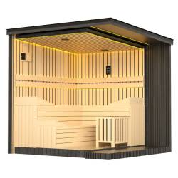 SAUNA OGRODOWA FIŃSKA ALTANKA ESPO-BLACK Z PIECEM 8kW 6-8 OSOBOWA 236x213 CM ESPO-BLACK