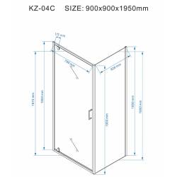 KABINA PRYSZNICOWA KWADRATOWA KZ04C BIAŁA 90x90 CM 6 MM KZ04C-WH-90