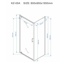 KABINA PRYSZNICOWA PROSTOKĄTNA KZ05A BIAŁA 90x80 CM KZ05A-WH-90X80