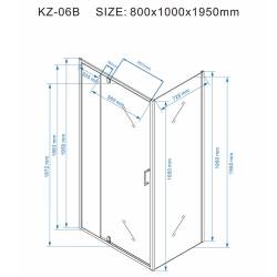 KABINA PRYSZNICOWA PROSTOKĄTNA KZ06B BIAŁA 100x80 CM KZ06B-WH-100X80
