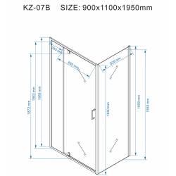 KABINA PRYSZNICOWA PROSTOKĄTNA KZ07B BIAŁA 110x90 CM KZ07B-WH-110X90