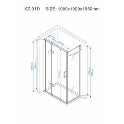 KABINA PRYSZNICOWA KWADRATOWA KZ01D BIAŁA 100x100 CM KZ01D-WH-100