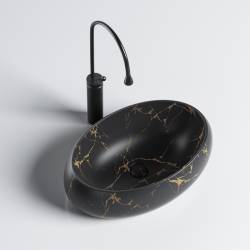 UMYWALKA NABLATOWA CERAMICZNA MARMUROWA OWALNA CARI-MAR3-600 CZARNA CARI-MAR3-600