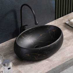 UMYWALKA NABLATOWA CERAMICZNA MARMUROWA OWALNA CARI-MAR3-600 CZARNA CARI-MAR3-600